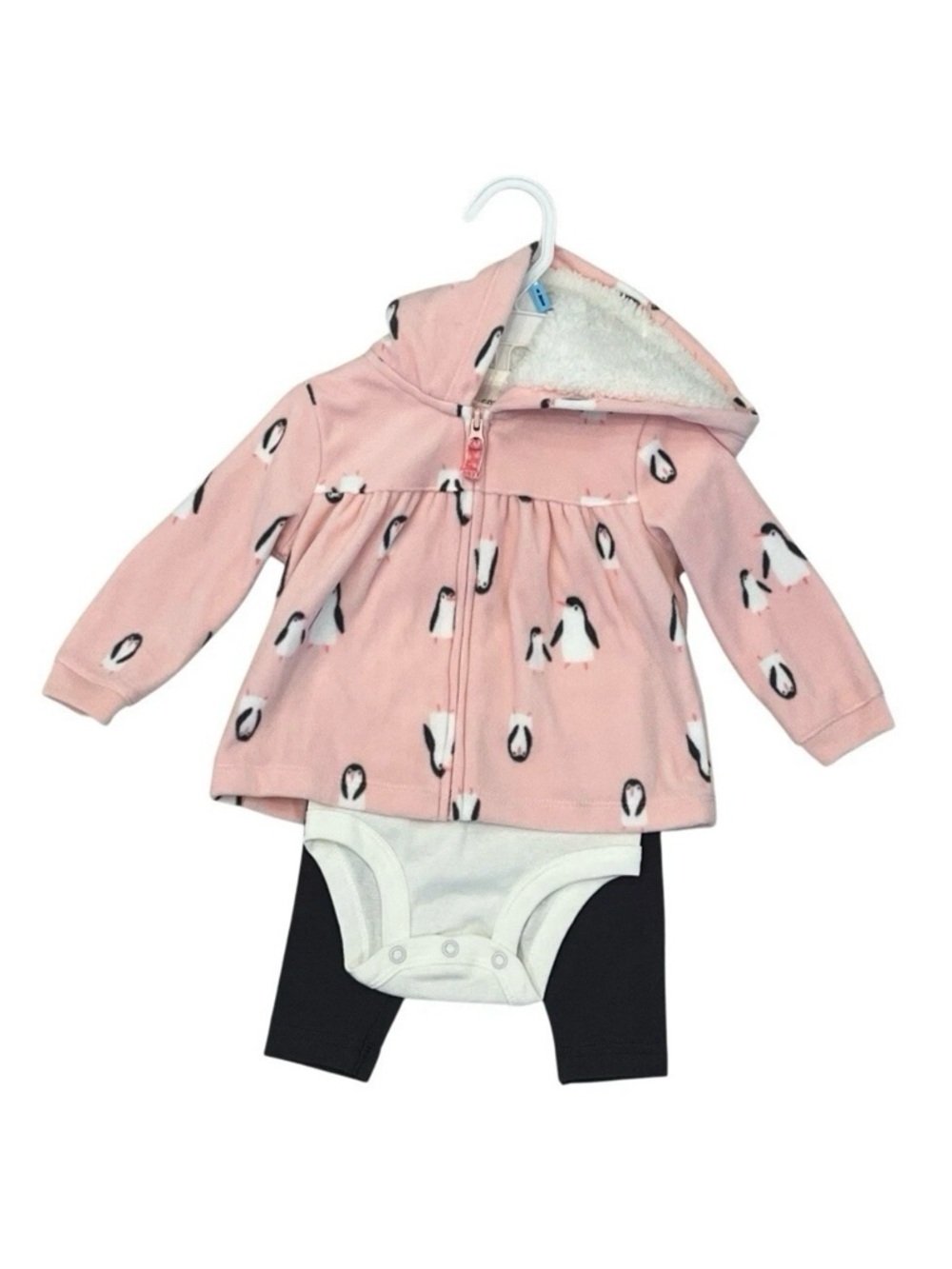 Carters Baby 6 Months Jacket Bodysuit Pants Set Penguin 3 Pc Hooded